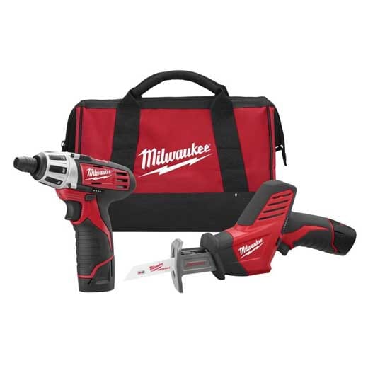 Milwaukee® M12™ 2490-22 Cordless Combination Kit, Tools: Reciprocating Saw/Screwdriver, 12 VDC, 1.5 Ah Lithium-Ion